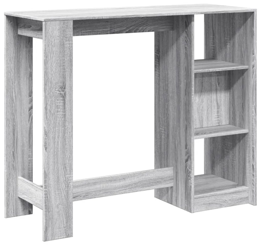 szürke sonoma szerelt fa bárasztal polccal 124 x 46 x 103,5 cm