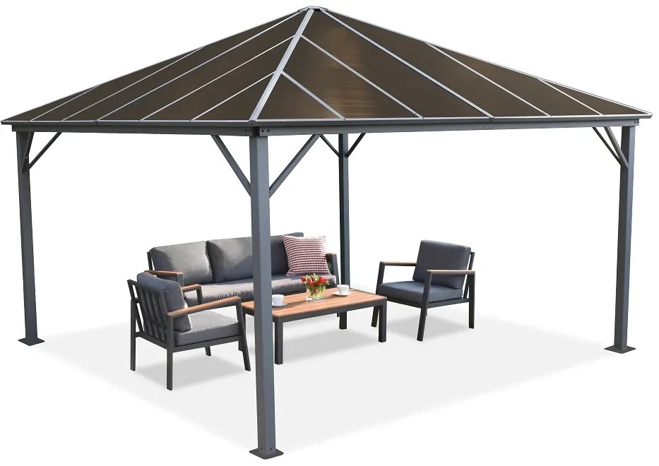 Milos pavilon teraszra, 4x4, Garden Point szürke