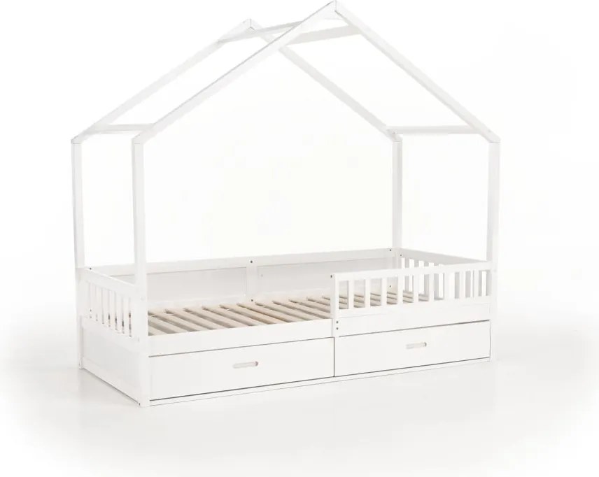 Montessori ágy, 90x200, fehér, tömör, BIANKA