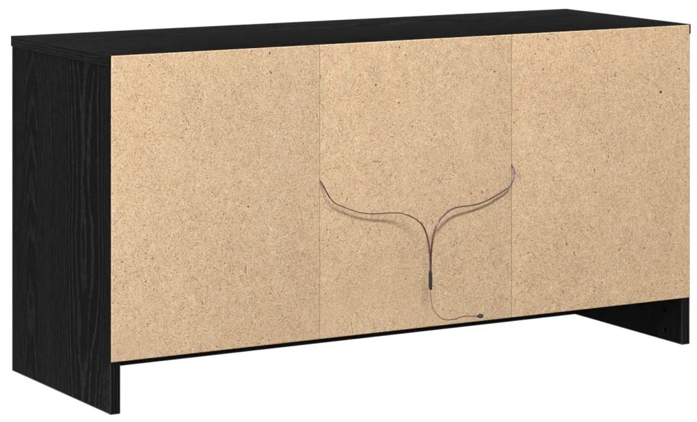 TV Szekrény LED Fénytartalmazó Fekete Rackkel, 100x34x50 cm, Műmászott Fából készült