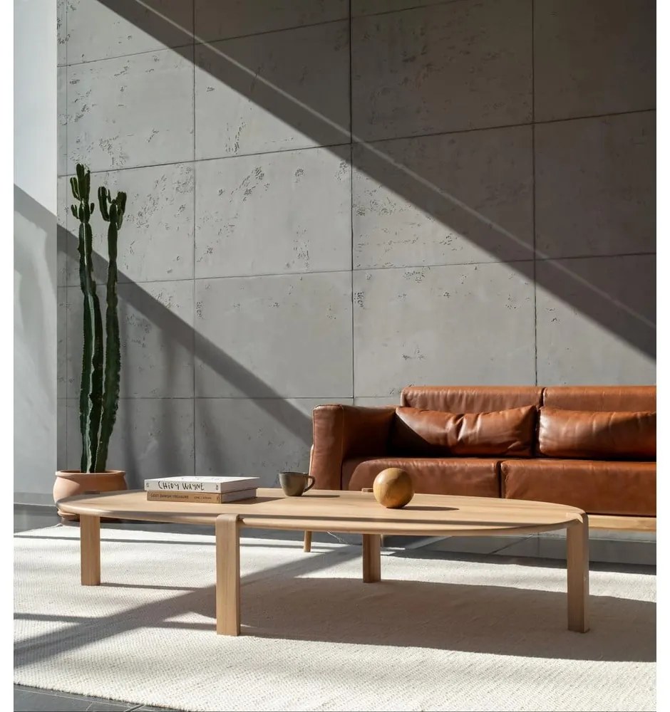 Natúr színű tölgyfa dohányzóasztal 100x180 cm Kulin – Gazzda