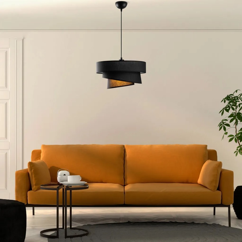 Stage 14711 fekete fém és szövet függőlámpa, Ø40 cm