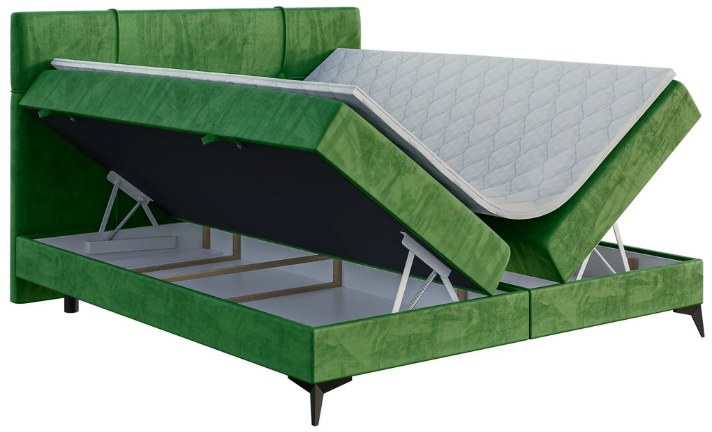 Egyszemélyes ágy Boxspring 90 cm Nivela (zöld) (matraccal és tárolóhellyel). Akció -17%. 1054618