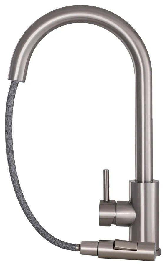 Gamma Taru Slim, magas mosogató csaptelep h-400, csiszolt acél, GMA-BTS-IX