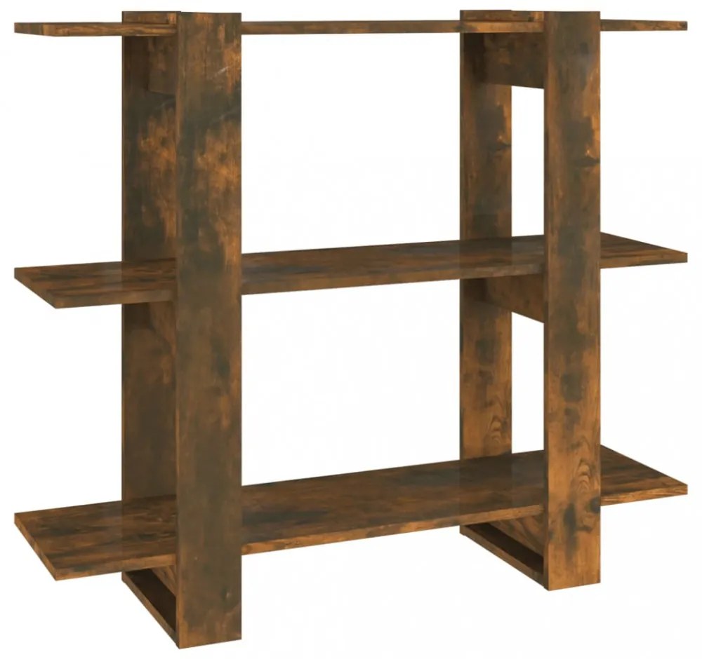 füstös tölgy színű térelválasztó könyvszekrény 100x30x87 cm
