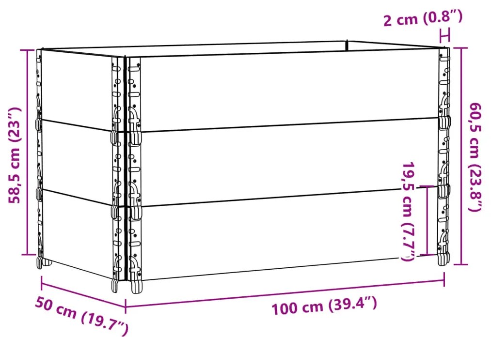 vidaXL barna tömör fenyőfa kerti növénytartó 100 x 50 cm