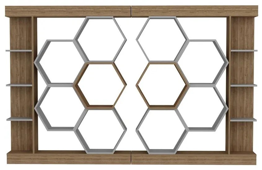 könyvespolc Sueno - White, Walnut