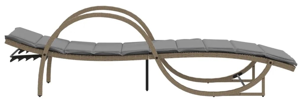 Bézs polyrattan napozóágy párnával 60 x 199 x 42 cm