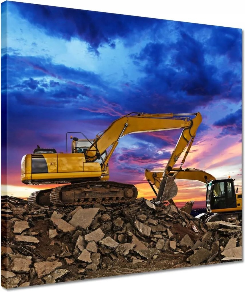 Vászonkép 40x40 Építőipari kotrógépek Építés