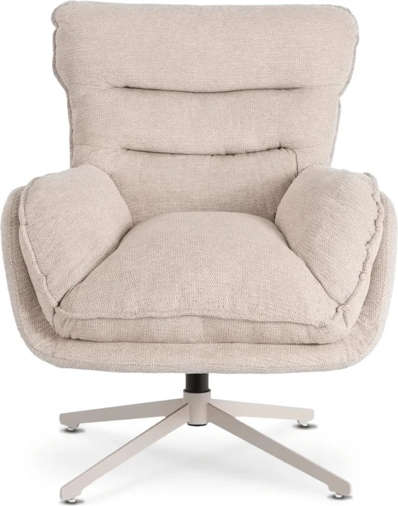 Fotel Wypoczynkowy PASADENA Obrotowy z Podnóżkiem Kremowy