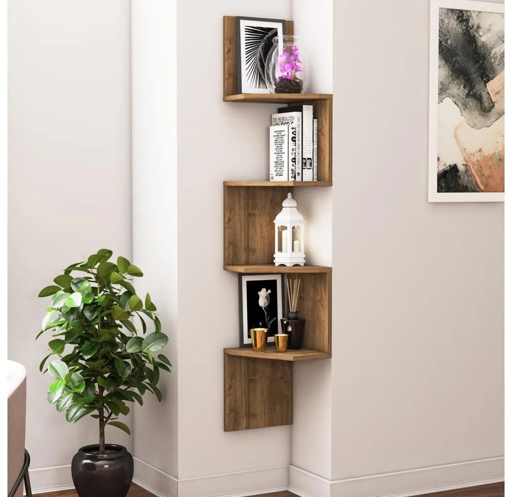 Sarokfalipolc DESALDO 155,2x29,6 cm barna