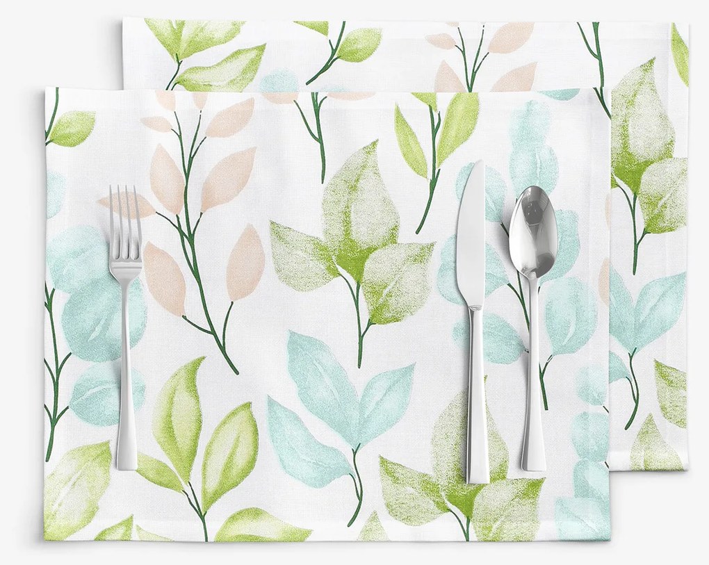 Goldea pamut reggeliző alátét deluxe - festett levelek - 2db 30 x 40 cm