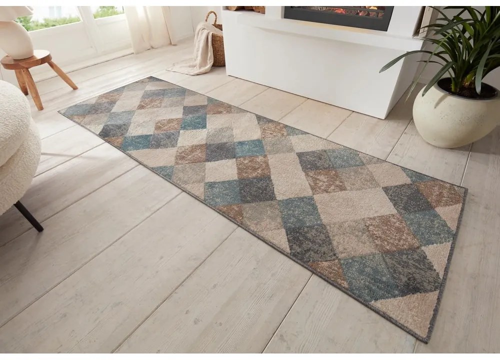 Kék-bézs futószőnyeg 80x200 cm Terrain – Hanse Home