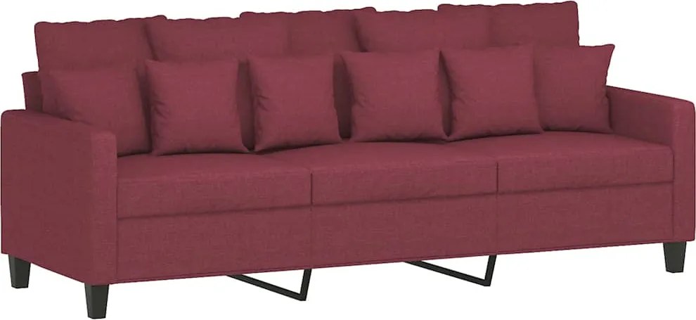 vidaXL 3 személyes bordó szövet kanapé 180 cm