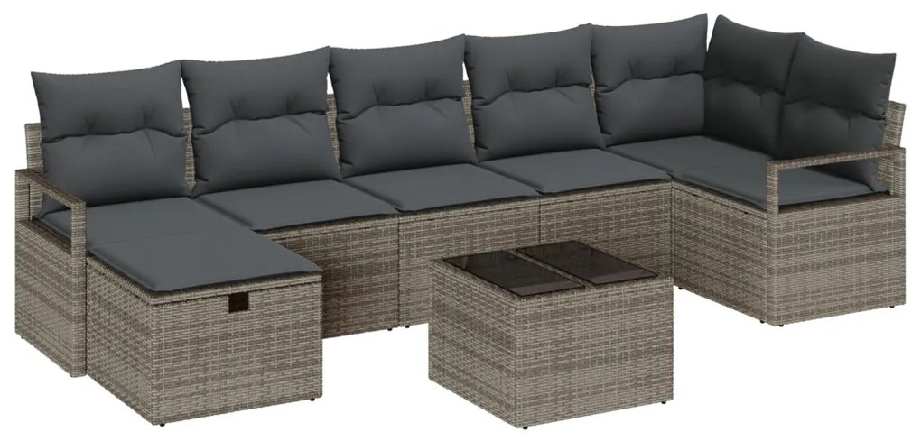Kerti Kanapé Szett 8 pcs Szürke 287 x 122 x 85 cm Poli rattan