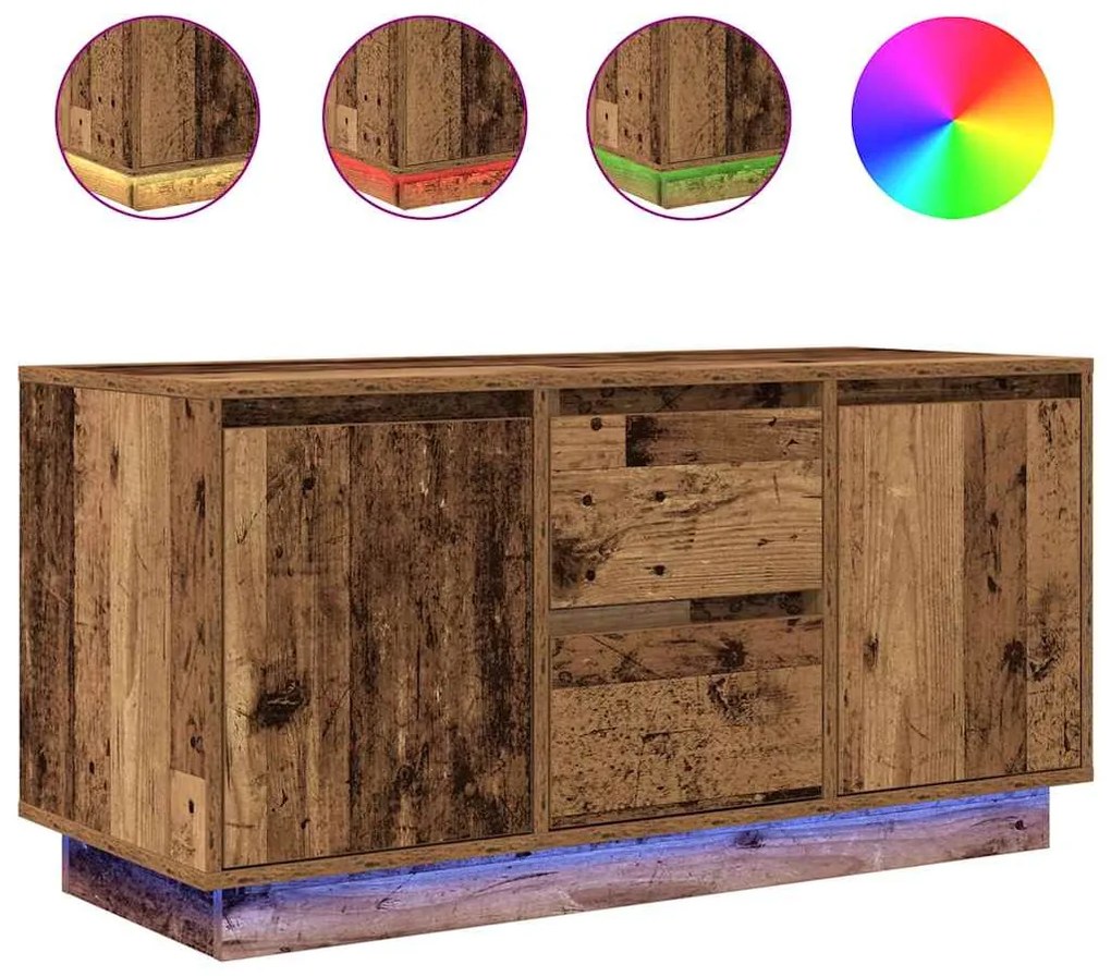 antik fa színű TV-szekrény LED-lámpákkal 100x41x50 cm