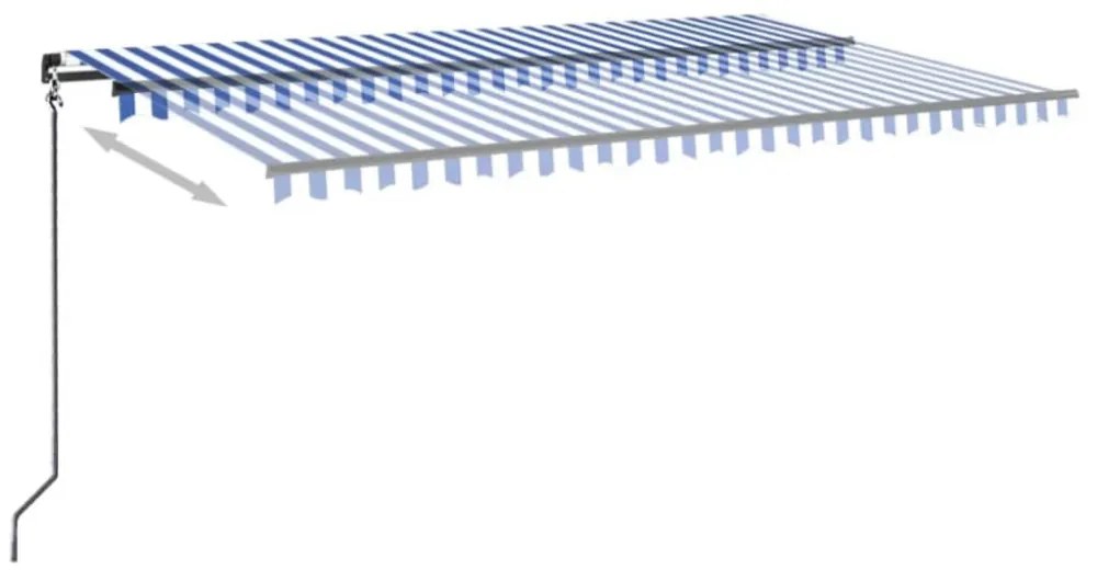 kék és fehér kézzel kihúzható napellenző 500 x 350 cm