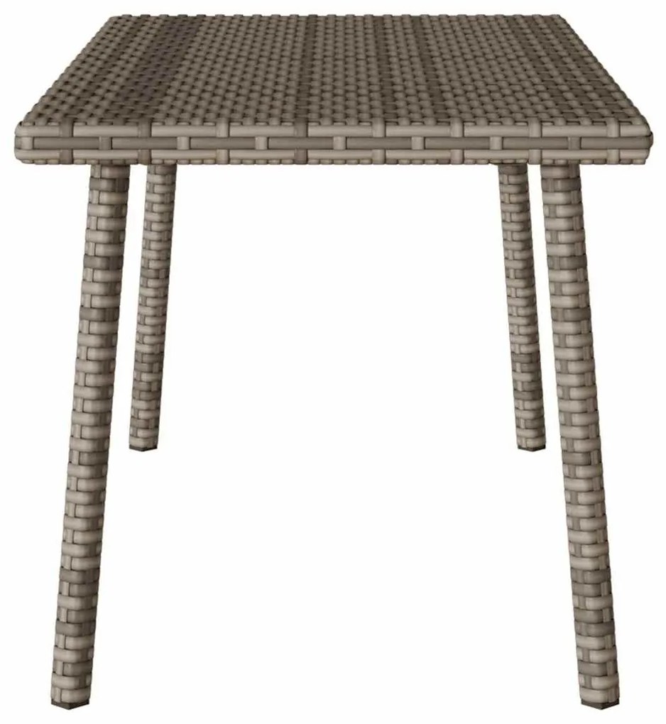 téglalap szürke polyrattan kerti dohányzóasztal 80x40x37cm