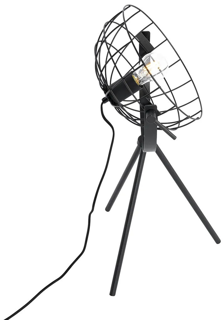 Ipari állványos asztali lámpa fekete állítható - Hanze