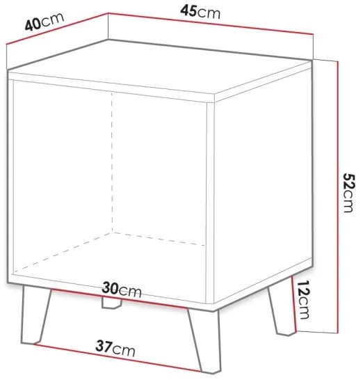 KÉSZLET 2x Éjjeliszekrény VAMOS 52x45 cm wotan tölgy