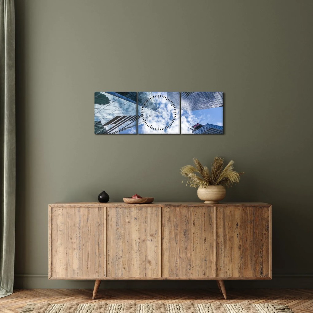 felhőkarcolók képe (órával) (90x30 cm)
