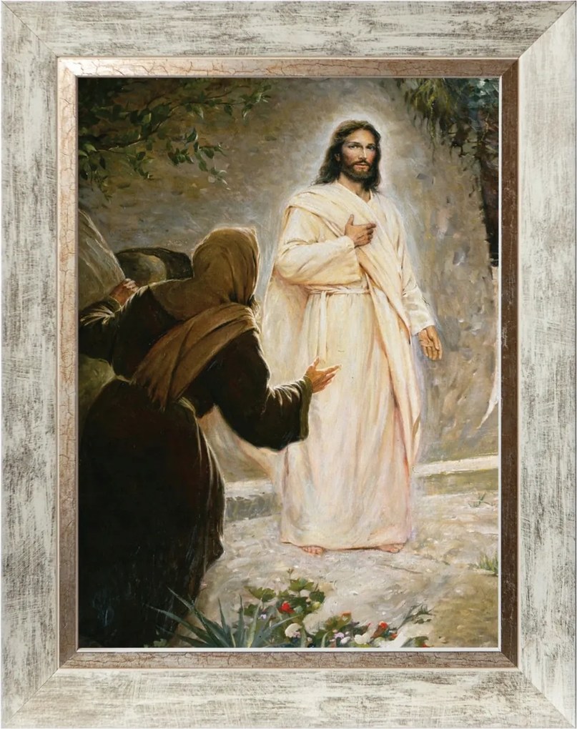 Jézus Krisztus Szakrális Vászonkép Fehér Díszkeretben 30X40