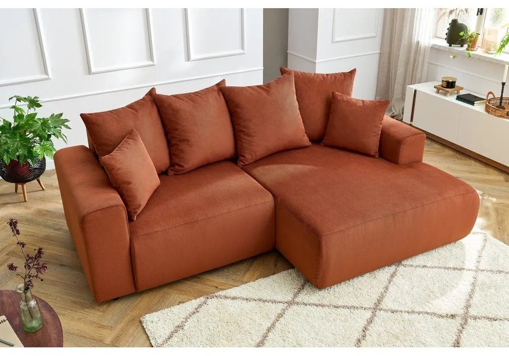 Narancssárga bársony sarokkanapé Enjoy – Bobochic Paris