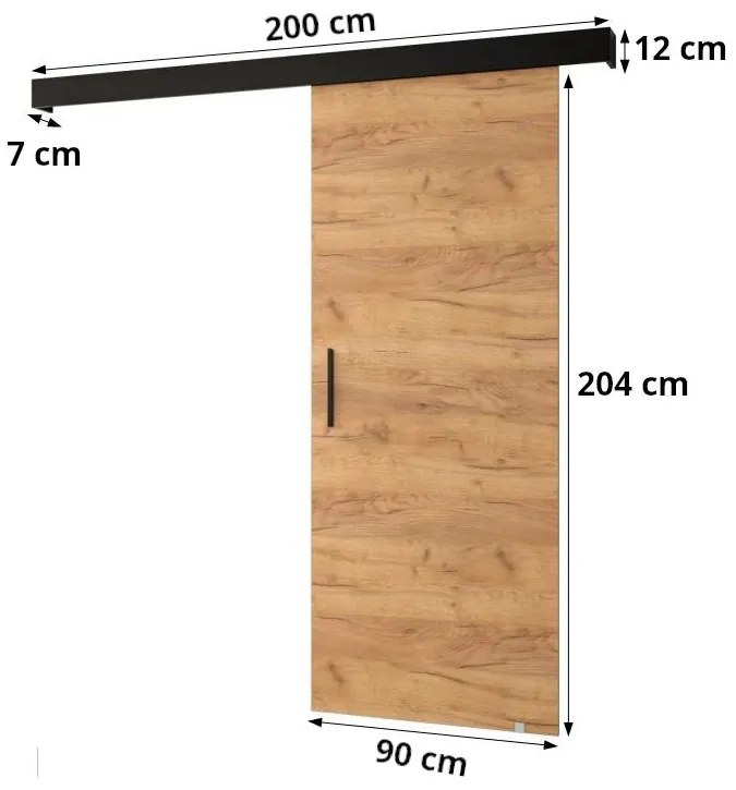 Tolóajtó 90 cm Sharlene Y (beton + matt fehér + fekete). 1044014