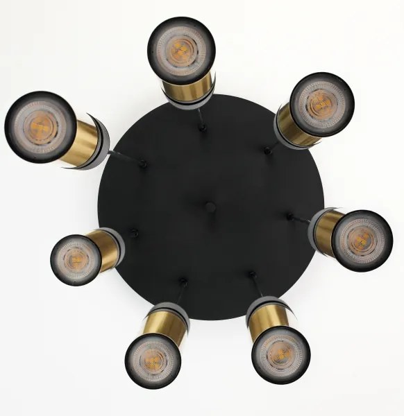 Jupiter 2018 - Csillár zsinóron ALAS 7xGU10/10W/230V arany/fekete