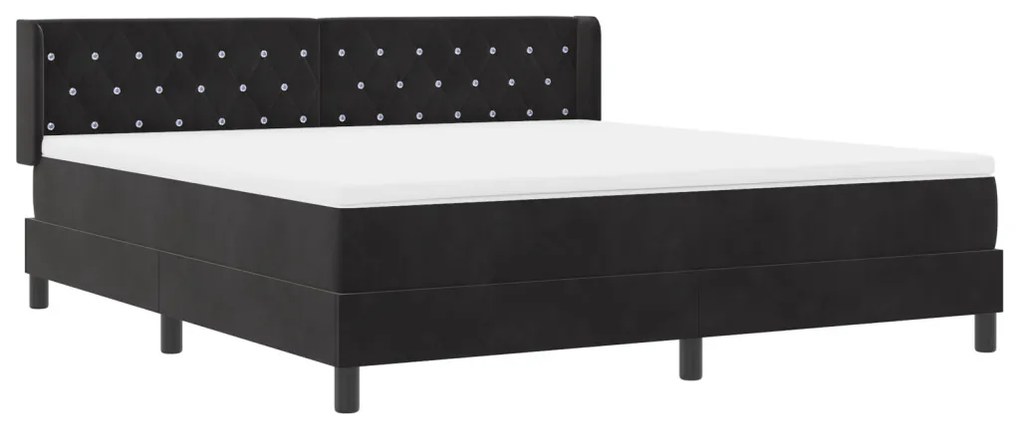Boxspring Ágy Matrac Alappal Fekete 180x200 cm Bársonyos