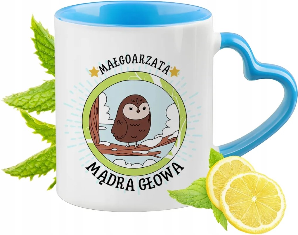 Kék bögre szív alakú füllel Margitnak Ajándék