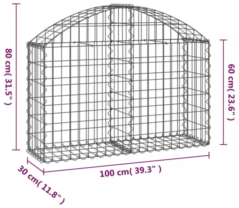 íves horganyzott vas gabion kosár 100x30x60/80 cm