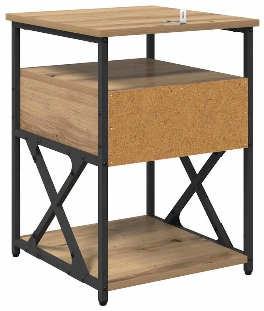 Éjjeliszekrény 2 pcs kézműves tölgy 40 x 42 x 55 cm Faanyag