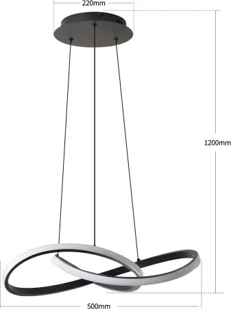 Brilagi - LED dimmelhető kábeles csillár INFINITY LED/55W/230V 50x50 cm fekete + távirányító
