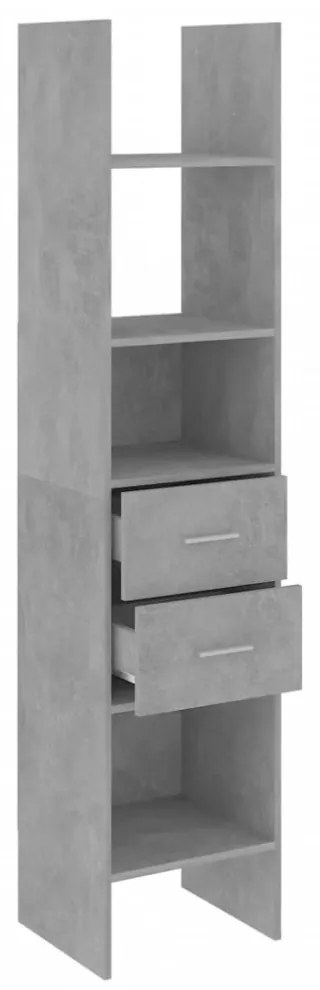 betonszürke szerelt fa könyvszekrény 40 x 35 x 180 cm