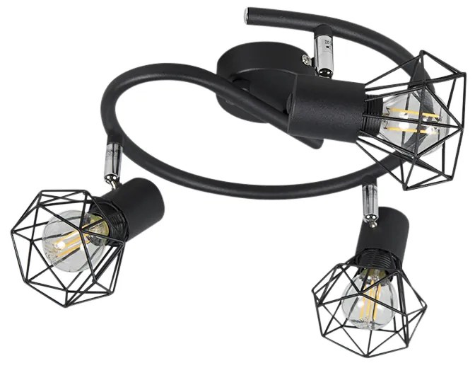 Art Deco reflektor fekete állítható 3-lámpás - Mosh