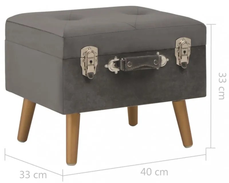 szürke bársony tárolóülőke 40 cm