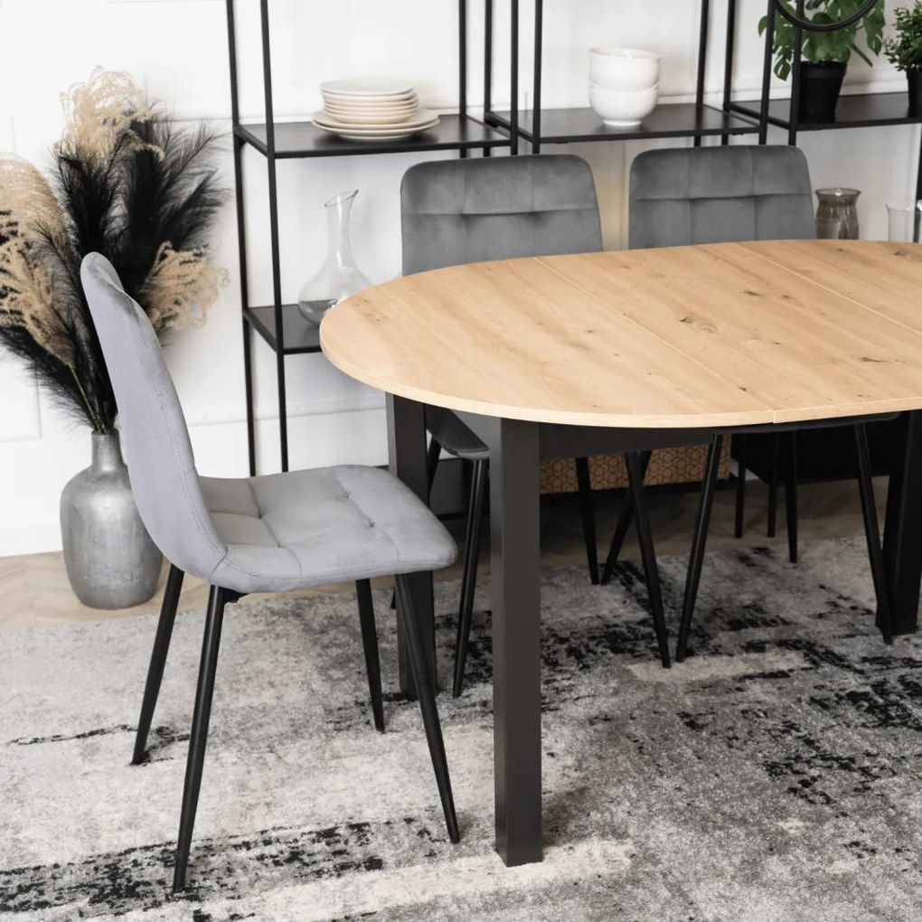 Bővíthető étkezőasztal 102–142 cm Riviera tölgy / fekete színkombinációban – HARRY