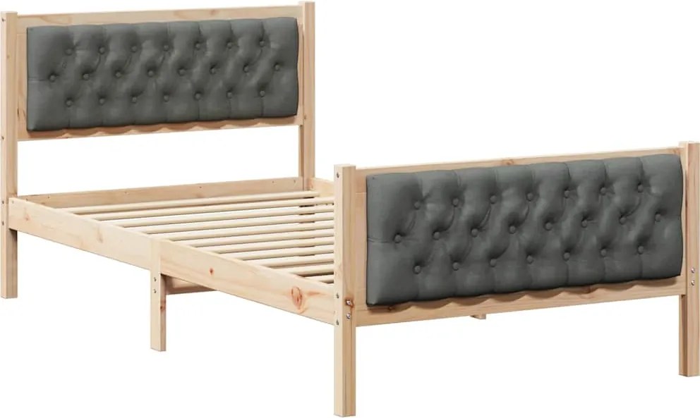 vidaXL Ágykeret fejtámlával Sötétszürke 100 x 200 cm Tömör fenyőfa