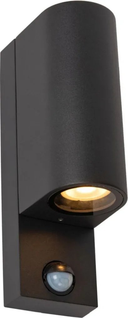 LUCIDE 69803-02-30 ZARO Fali Lámpa Mozgásérzékelővel Fekete GU10 IP44