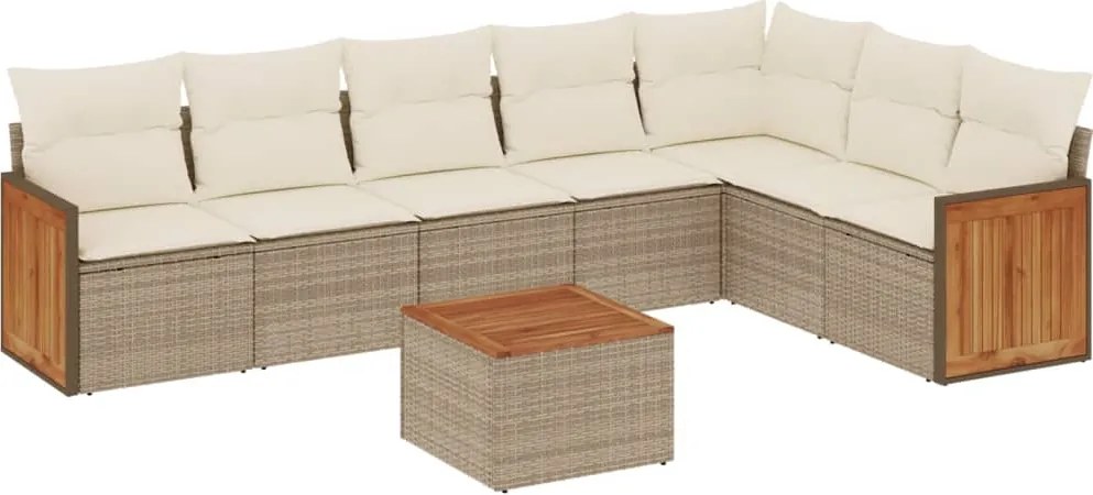 vidaXL 8 részes bézs polyrattan kerti ülőgarnitúra párnával