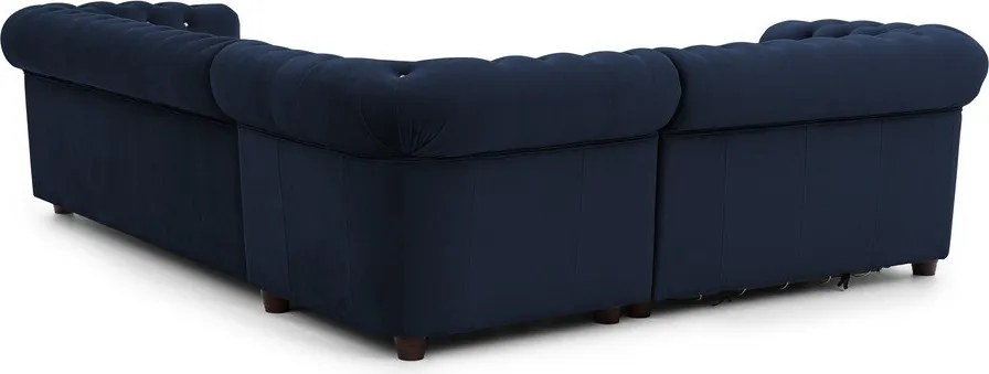 Kék bársony kinyitható sarokkanapé (bal oldali-L alakú) York Blik – Ropez