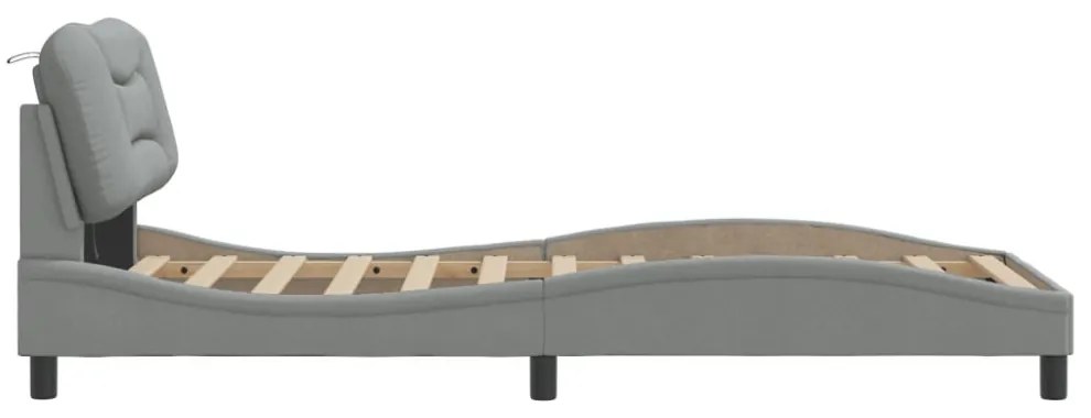 világosszürke szövet ágykeret LED-es matrac nélkül 80x200 cm