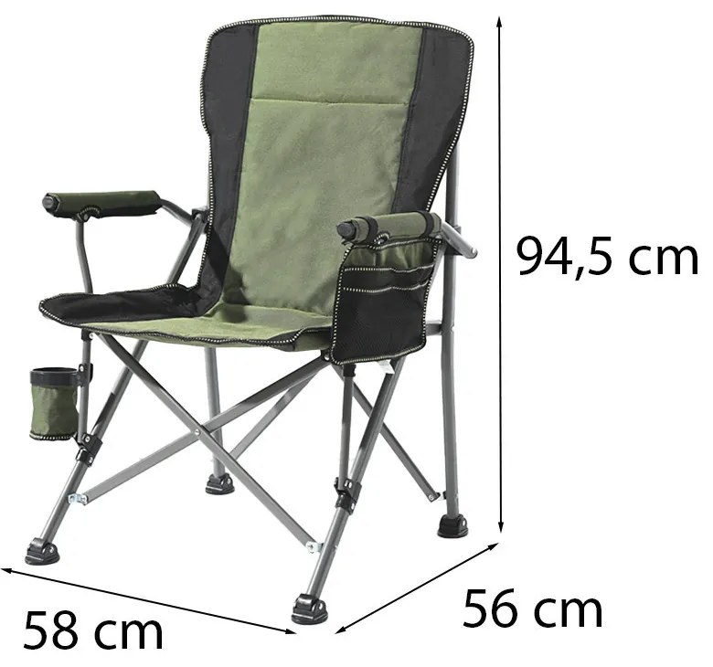 Leziter Comfort Plus karfás horgász szék pohártartóval zöld