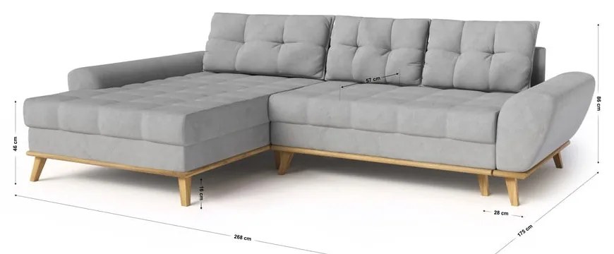 Világosszürke kinyitható sarokkanapé (bal oldali) Balitco – Ropez