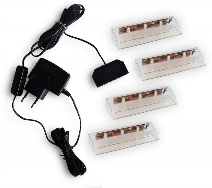 Rejtett LED világítás piros NAPPALI ÉS fürdőszoba és nappali bútorokhoz - 4 pontos