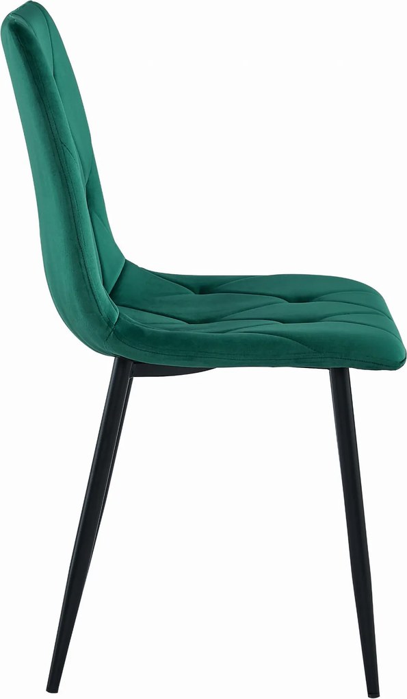 AKCIÓ Sötétzöld bársonyos étkezőszék LIBRA fekete lábakkal II. osztály