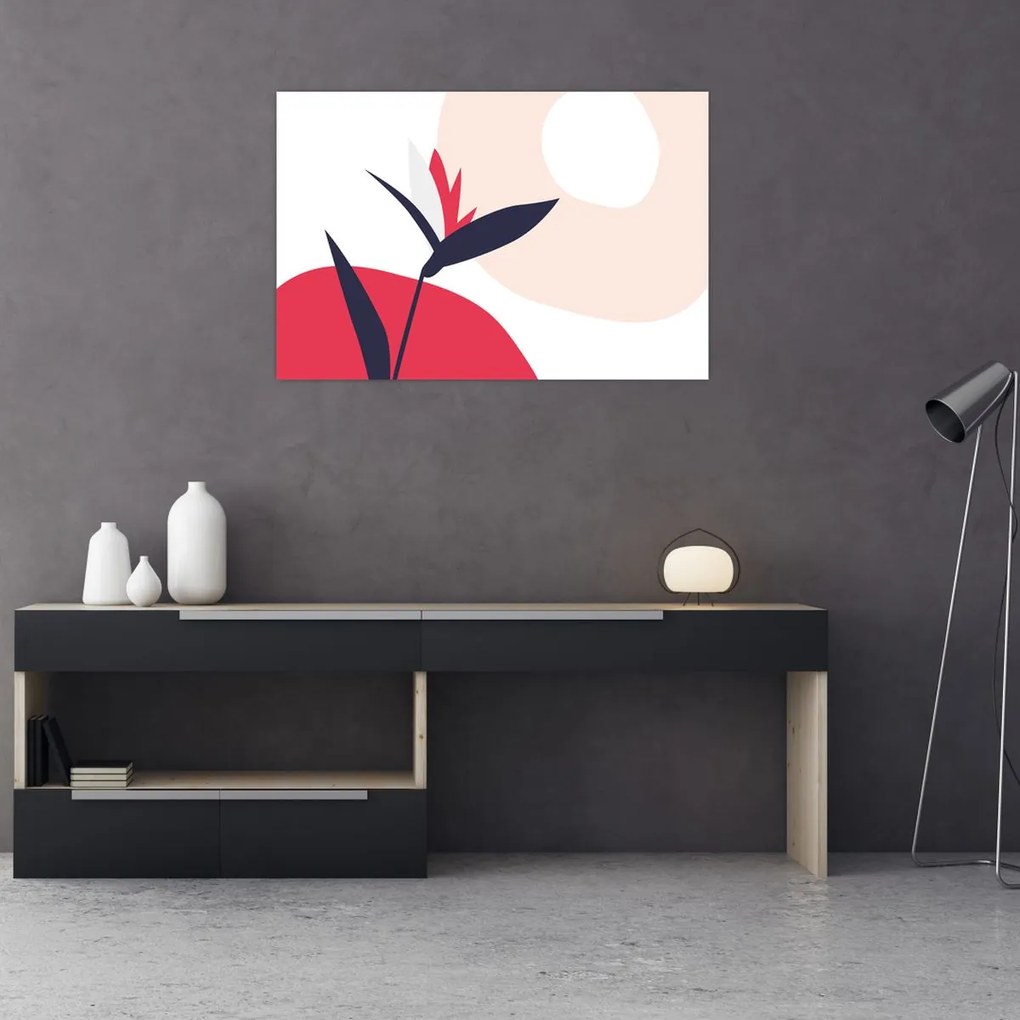 Kép - Rózsaszín virágos absztrakció N⁰1 (90x60 cm)