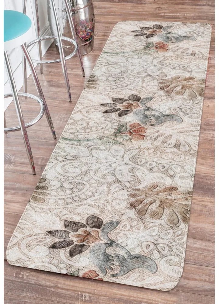 Bézs mosható futószőnyeg 58x190 cm Vintage Garden – Oyo Concept