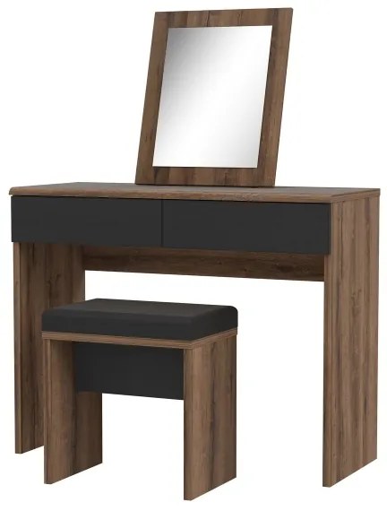 Sminkasztal JUNO + puff 45x29,6 cm barna/fekete